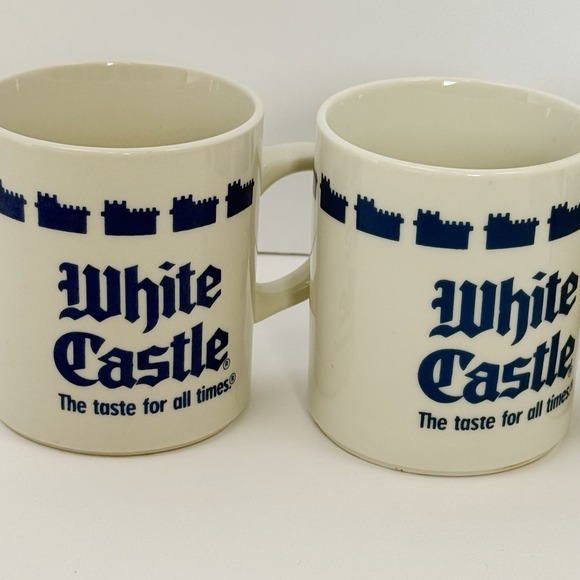 Vintage White Castle Coffee Mugs Set of 3 1990 Castle Logo Cups - Picture 2 of 6